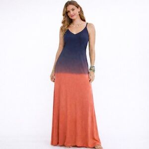 Saint Tropez West Ombre Maxi Dress with Strappy Back Size Medium NEW